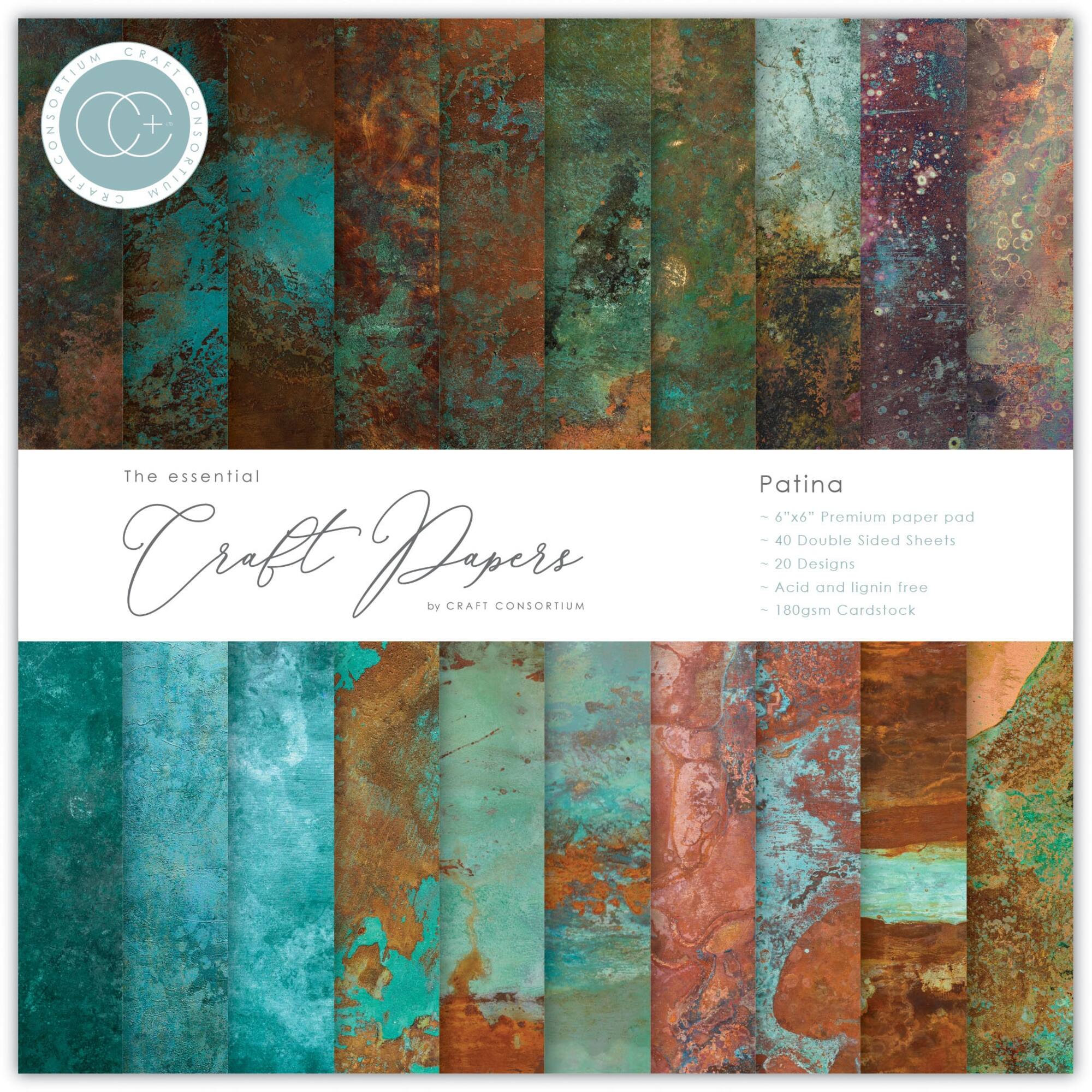 Craft Consortium Double-Sided Paper Pad 6" x 6" 40 ct. Patina, 20 Designs